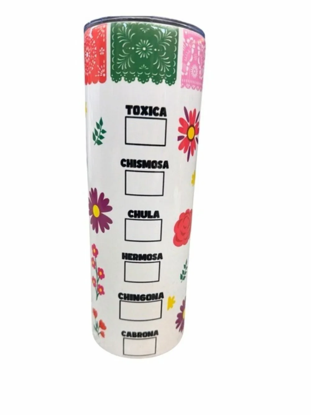 Cafecito Y Chisme Colorful Floral Insulated Tumbler With Lid 20 Oz